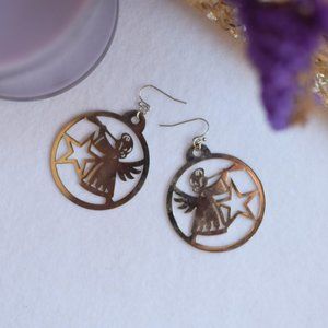 Angel 3905SV Christmas Earring, Stamped Earrings, Gift ideas, Holiday Earrings